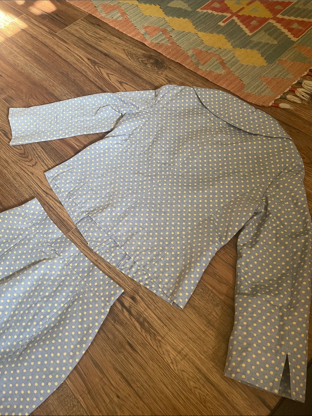 Moschino Cheap & Chic RARE 90s Blue Polka Dot Blazer & Skirt Set - Picture 6 of 12